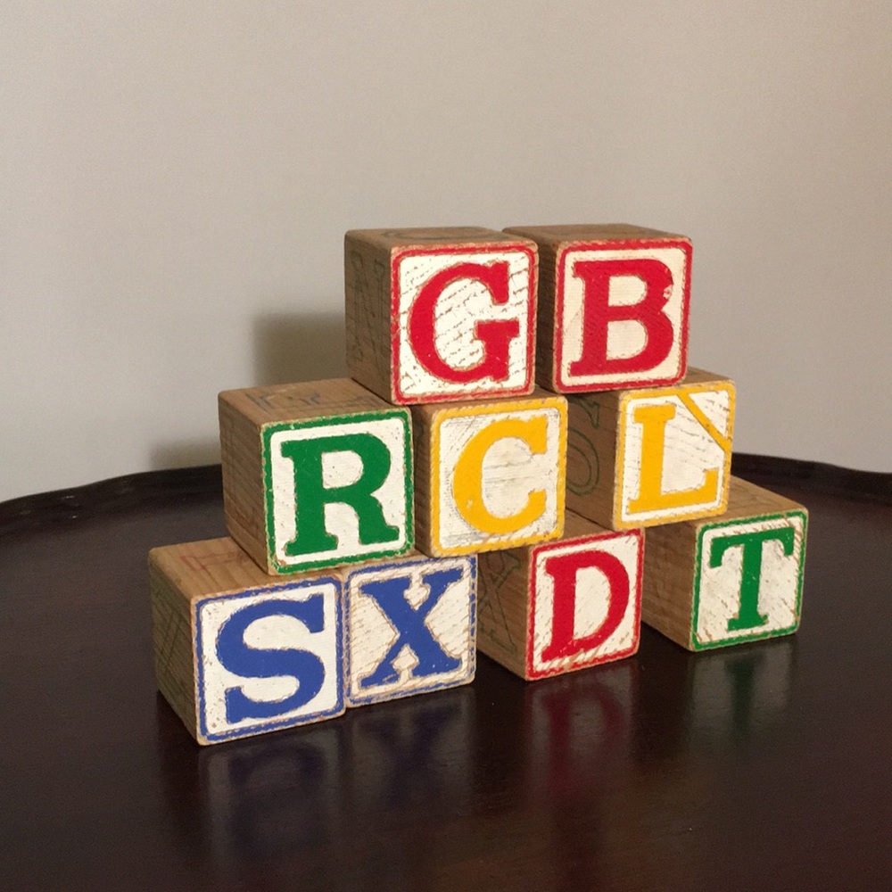 Vintage Wood Alphabet Blocks